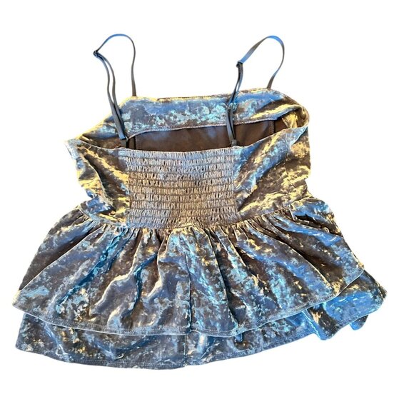 American Eagle Blue Velvet Peplum Babydoll Coquette Camisole Top XS - Picture 5 of 5